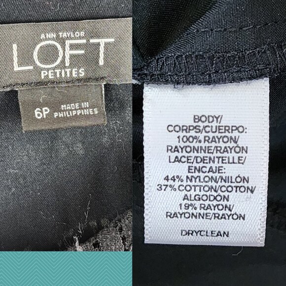 Loft Black Scallop Lace Overlay Sleeveless Dressy Jumpsuit Career Boss - Picture 4 of 4